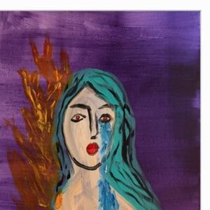 Fire and Water Surreal Colorful Modern Art Acrylic Painting on Canvas Art 14x11